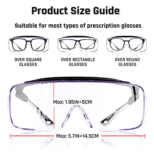 MORK&SUKY Safety Glasses Fit Over Prescription Eyeglasses, ANSI Z87 Certified,Anti-Fog Eye Protection for Men and Women. - color: Black/Gray
