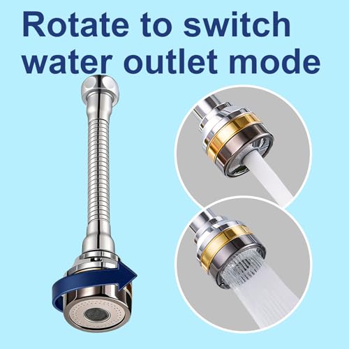 360° Swivel Kitchen Faucet Extender 2-function Kitchen Faucet Sprayer Attachment Faucet Nozzle Attachment Water-Saving Faucet Head Replacement Part 55/64'' Female Thread,Long - size: LONG