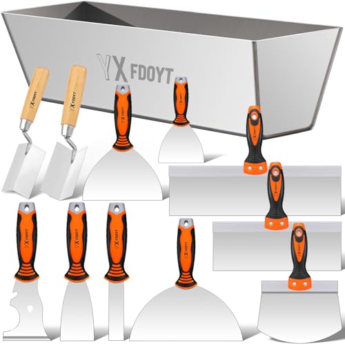 Drywall Knife Set, 12Pcs Drywall Tools Kit with Mud Pan