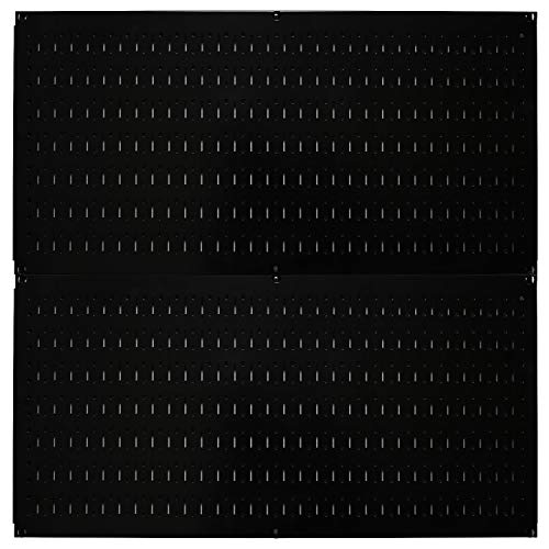 Wall Control Pegboard Rack Horizontal Metal Pegboard Garage Tool Storage Pack - Two 32-Inch Wide x 16-Inch Tall Easy To Install Peg Boards (Black) - color: Black