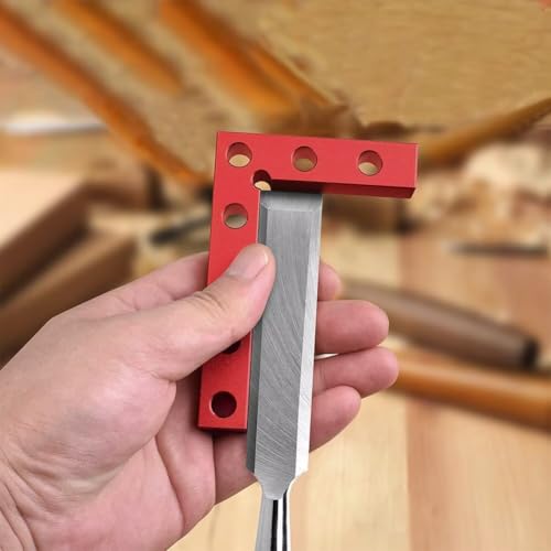 Mini Small Square Center Finder Tool Aluminum Alloy Woodworking 90 Degree Machinist Square L Ruler for Round Square Stock Edges Marking Carpenters Layout Gauge (3.94 x 2.36 in, Red)