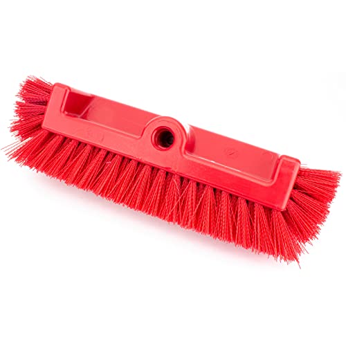 SPARTA Multi-Level Tile Scrub Brush 12" Wide Brush Head, Heavy-Duty Tile Cleaning Brush with End Bristles for Commercial Tiles, Tubs and Floor, Plastic, 12 Inches, Red - color: Red