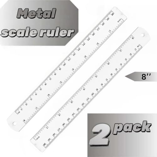 Unjoo Stainless Steel Ruler, 2-Pack, 8 Inch/20 cm Dual Scale Ruler - size: 8 inch 2 pack
