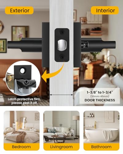 Goldenwarm Black Interior Door Handles, Matte Black Door Handle Interior, Black Privacy Lever Door Handle, Heavy Duty Interior Door Levers, Contemporary Bathroom Door Handles Bulk(6 Pack) - color: Matte Black