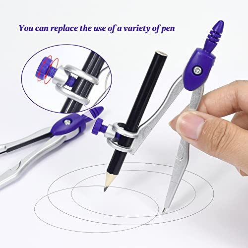 Unjoo Math Geometry Set 10 Pcs, Compass and Protractor for Students(Purple - color: Purple1