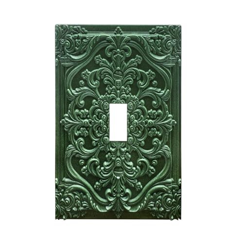 Decorative Light Switch Plate Covers Green Flower Elegant 3D Floral Embossed 1 Gang Light Switch Cover Plate Single Toggle Wall Plate Outlet Covers Faceplate for Bedroom Home Decor - color: Green, size: 1-Gang Toggle/ 5 x 3 IN