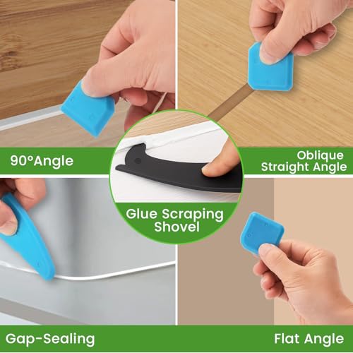 Professional Caulk Gun Kit with Caulk Remover & Silicone Sealant - 5 in 1 Caulking Tool Set for Caulking Removal, Includes Caulking Gun Tool, Silicone Scraper