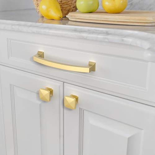 Asidrama 10 Pack 4 Inch(102mm) Brushed Gold Kitchen Cabinet Handles, Cabinet Pulls Kitchen Cabinet Hardware for Cupboard Drawer Pulls - color: Brushed Gold, size: 4" Hole Center, style: 10 Pack