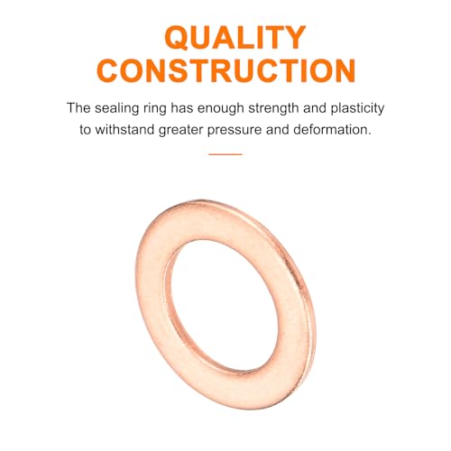 MECCANIXITY 52 Pcs Flat Copper Washers, 10x16x1mm Copper Upgraded Flat Metric Sealing Crush Ring Washers for Hydraulic Fittings Screw Bolt Nut Electronic Repair - size: 10x16x1mm