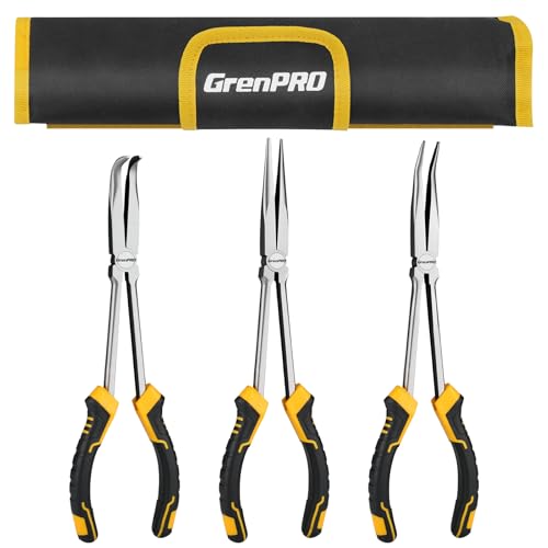 GRENPRO 3PC Needle Nose Pliers, Suitable for Use in Confined Spaces
