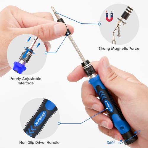 SHARDEN 122 in 1 Precision Screwdriver Set With CR-V Steel Bits(Blue) - color: Blue