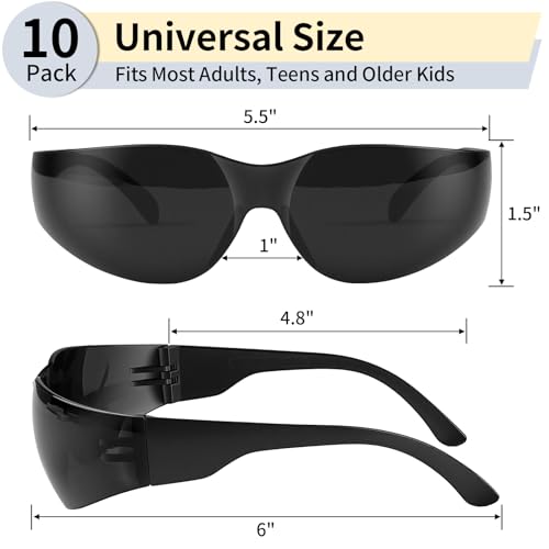 10 Pack Safety Glasses for Men Women, ANSI Z87.1 Certified - color: Black