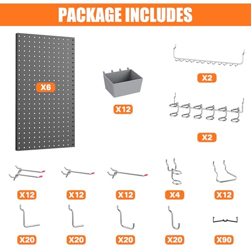 TORACK Garage Tools Organizer Boards Kit with Hooks, Black - color: Black