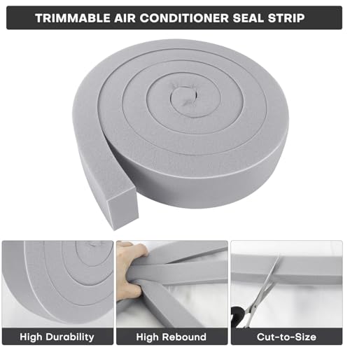4Pcs 2" x 1" x 6.5Ft AC Window Seal Kit with Adhesive, Gray Foam Strips for Air Conditioner Window Weather Stripping, Window Units, Doors and Windows Insulation, Energy Saving & Dustproof - size: 2''x1''x6.5ft-4pcs