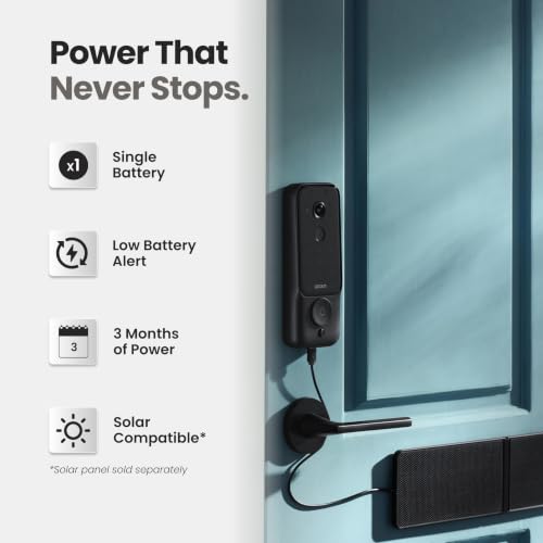 Lockin Veno Plus, All-in-One Smart Lock for Front Door | Palm Vein and Fingerprint Keyless Entry, 2K 180° Ultra-Wide Camera, Night Vision, Built-in WiFi, 8GB Storage, No Monthly Fee - size: Single Battery