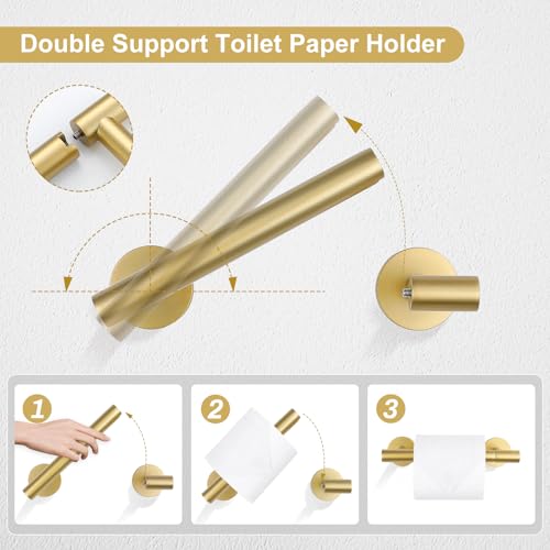 TQKAG 8-Pieces Bathroom Hardware Set, Brushed Gold Towel Bar Set 23.6 Inch - color: Brushed Gold, size: 8-Pieces Set