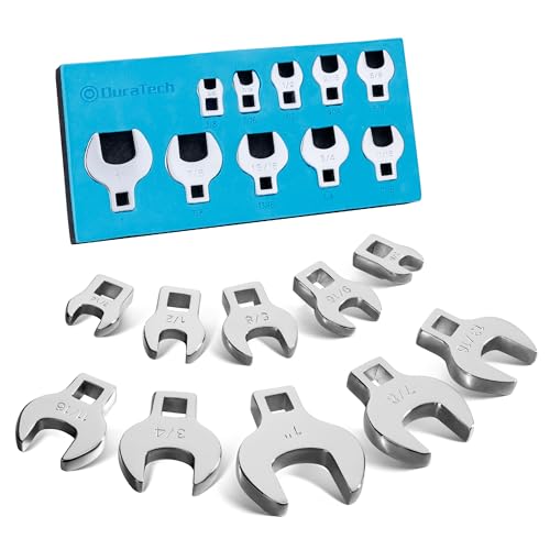 DURATECH 10-Piece 3/8" Drive Crowfoot Wrench Set, SAE, 3/8"-1" - size: SAE, style: Regular