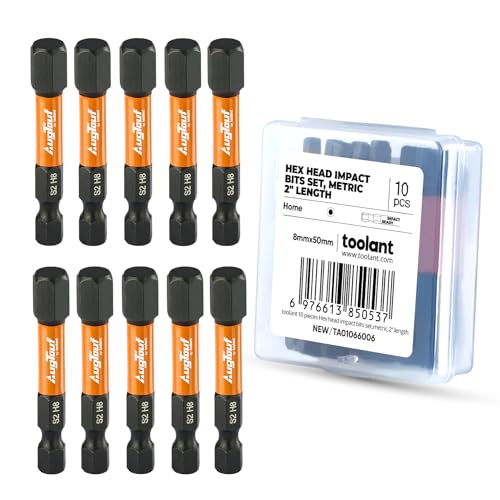 toolant 8 mm Impact Hex Bit Set, 10-Piece, 2-inch - size: 8mm(10pcs)