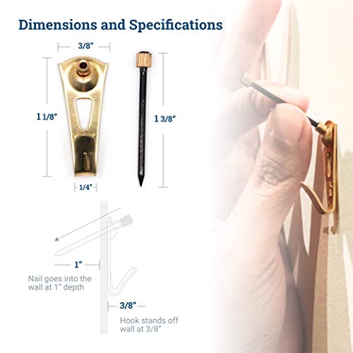 PHS 30 lb Plaster Wall Picture Hanging Hooks with Nails, 25 Pack