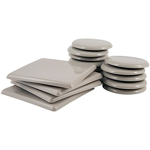 Super Sliders 5" Square and 3 1/2" Round Combo Pack Reusable Furniture Movers for Carpet, Beige (16 Pack) - color: Beige, size: 16 Pack