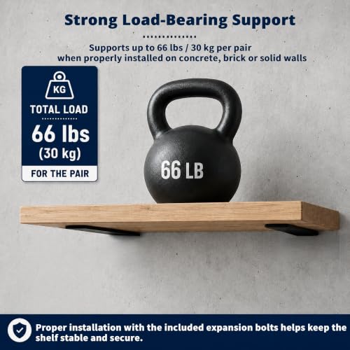 4 Pack Black Floating Shelf Brackets 10 Inch Heavy Duty Wall Shelf Support - size: 4 Pack