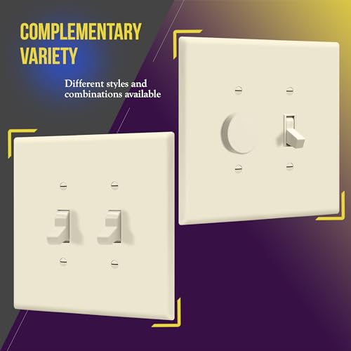 ENERLITES Oversized Double Toggle Light Switch Cover Plate, Light Almond - color: Light Almond, size: Over-Size