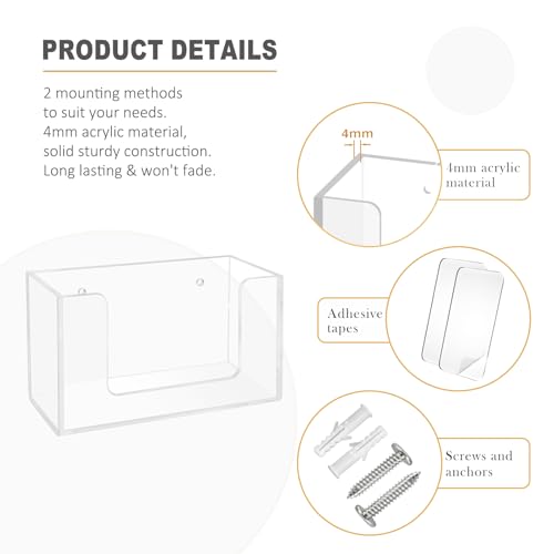 Wipe Holder Wall Mount Dispenser for Bathroom Tissue Box Acrylic Clear - color: Clear