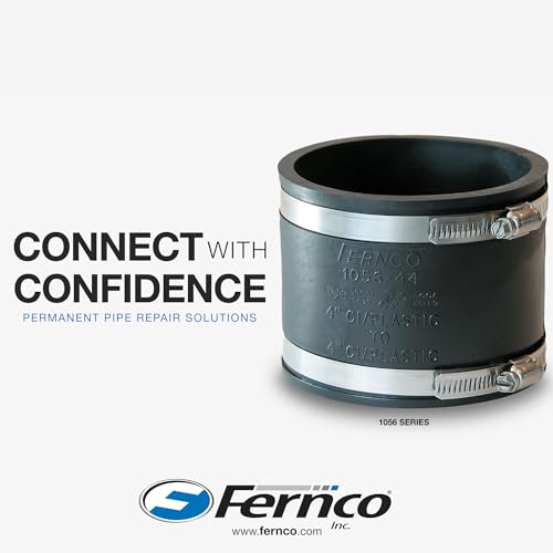 Fernco P1056-250 2.5-in. Cast Iron, Plastic and Steel Pipe Flexible Coupling Connector Adapter in Black