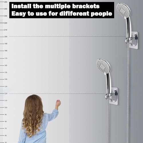 NearMoon Self Adhesive Shower Head Holder-Adjustable Handheld Shower Holder NO Drilling Wall Mount Waterproof (1 Pack, Chrome Finish) - style: Chrome Finish
