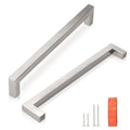 KNOBWELL 6 Pack 6-3/10" Cabinet Handles Brushed Nickel, Euro Style Stainless Steel T Bar Kitchen Cabinet Handles Dresser Drawer Pulls, 6-7/10" Overall Length - color: Brushed Nickel, size: Hole Center:6-3/10 inch(160mm)