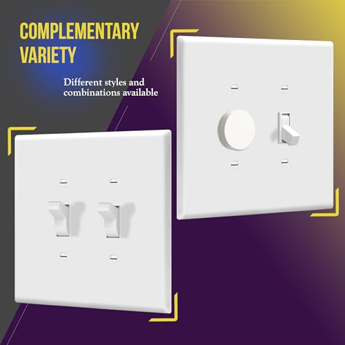 ENERLITES Oversized Double Toggle Light Switch Cover Plate, 1 Pack, White - color: White, size: Over-Size