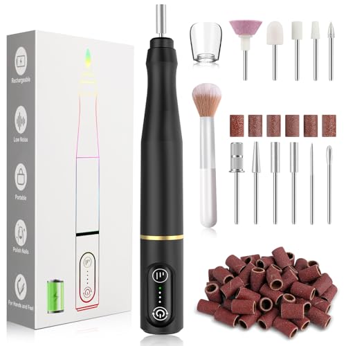 TUOBEO Cordless Nail Drill Electric Nail File Kit, Rechargeable Efile Set - color: Black
