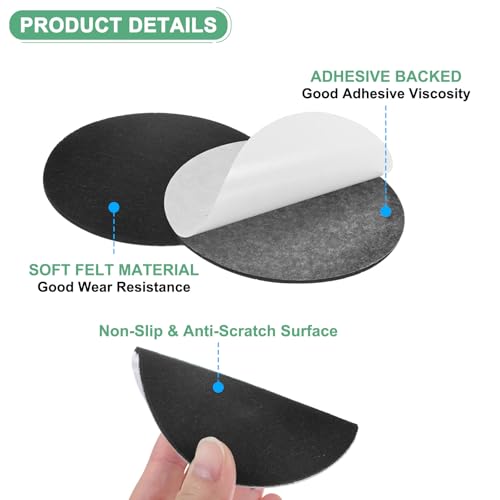 M METERXITY 30-Pack Lamp Base Felt, 3.5 Inch Dia. 2mm Thick Self Adhesive Round Fabric Felt Pads for Lamp/Furniture/DIY, Non-Slip Fiber Backed Patch Circles with Adhesive Backing [Black] - color: Black, size: 3.5" Dia