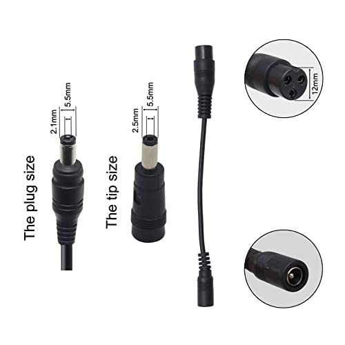 54.6V 1.5A Charger for 48V 13S Lithium Battery Packs Smart Universal Power Supply for 48 Volt Li-ion 5.5mm*2.1mm Connector with 5.5mm*2.5mm & GX16 12mm 3-Prong Female Inline Tips