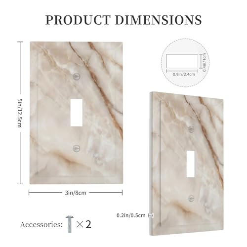 Beige Marble Pattern Light Switch Cover Modern Wall Plate Decorative 1 Gang Single Toggle Switch Plates Electrical Outlet Faceplate for Bathroom Kitchen Bedroom 5" x 3" - size: 1 Gang Single Toggle