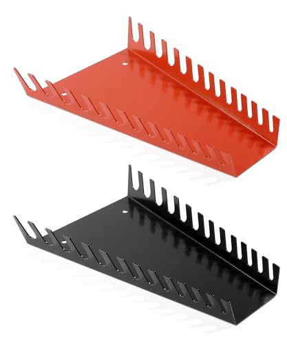 SCUARI 2PCS Wrench Organizer,Car Accessories Wrench Organizer for Tool Box,26 Slots Metal Wrench Holder,Wall Mounted Wrench Storage Holder Trays Rack,Fits Most Toolbox Cabinets of Drawers