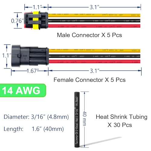 14 AWG 3 Wire Connector 3 Pin Automotive Electrical Waterproof Connectors - size: 3pin/5set