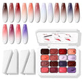 Ombre Gel Polish Palette,16Colors Pat Gel Paint Nail Art Kit Sponge Patting - color: 16 Colors F