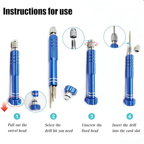 5-in-1 Multifunctional Small Screwdriver, PTSLKHN S2 Steel Magnetic Screwdriver Kit for Eyeglass, Sunglasses, Electronics, Cellphone, Jewelry and More - color: Blue 5in1
