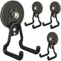 ULIBERMAGNET New Upgraded Heavy Duty Magnetic Garage Hooks,4 Pack Strong Large Magnet Hooks for Power Drill,Garden Tools,Hose,Pegboard,Garage, Workshop,Magnetic Storage Hook for Hanging(Black) - style: Upgraded Black Medium L Strong Hooks