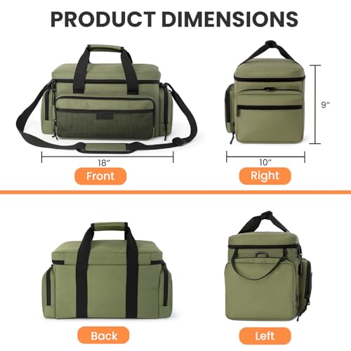 VJI 18" Heavy Duty Tool Bag with Adjustable Shoulder Strap, Green - color: Green