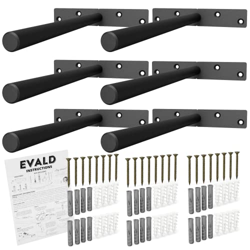 EVALD Heavy Duty Floating Shelf Brackets 8 Inch, Hidden Shelf Brackets with Screws & Anchors, Heavy Duty Shelf Brackets, 8 Inch Shelf Brackets (6 Pack) - size: 8 Inch, style: 6 Pack Heavy-duty