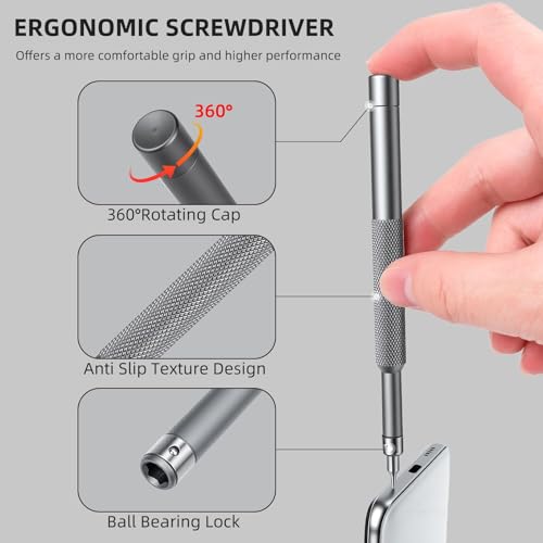 51 in 1 Precision Screwdriver Set with 24 Double-End Magnetic Bits, Aluminum Handle & Storage Box, Professional Repair Tool Kit for Electronics, Watch Laptop, DIY - color: 51 in 1