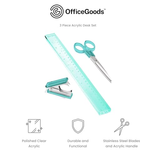 OfficeGoods 3-Piece Acrylic Desk Set, Green with Silver Metal - color: Green