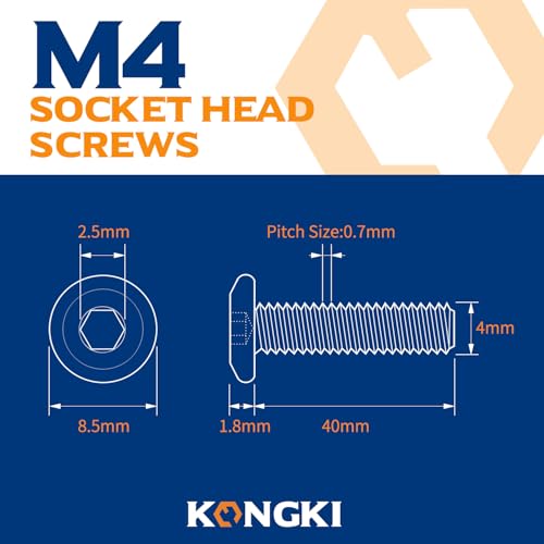 M4 x 40mm Flat Head Hex Socket Cap Screws Furniture Bolts, Stainless Steel 18-8 (304), Black Oxide, Countersunk Connector Screw, Full Thread, 10 PCS (with Hex Spanner) - size: M4 x 40mm