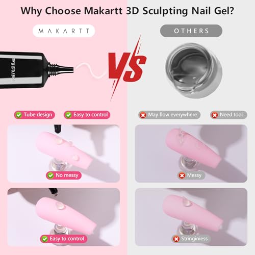 Makartt 15g 3D Nail Gel & Gold Chrome Nail Powder Kit for Sculting and Drawing - color: A04-Clear 3D Nail Gel & Gold Chrome Nail Powder
