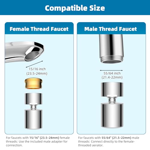 Hibbent NSF/ANSI/CAN 61 & cUPC Certified Faucet Aerator, Chrome - color: Chrome, style: Classic 360 Degree Faucet Aerator