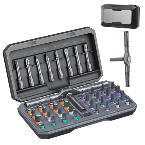 42 in 1 Magnetic Ratchet Screwdriver Set, Multi Bit DIY Magnetic Screwdriver Set with Detachable Ratchet Handle, Portable Precision Repair Tool Kit for Furniture, Electronics, Bicycle New Tools 2026 - size: 42 in 1