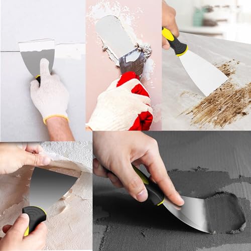 7-Piece Putty Knife Set, 1" 1.5" 2" 2.5" 3" 4" 5" Stainless Steel Paint Scraper Set for Drywall Repairing and Clearing, Wallpaper Removal, Putty Applying Adhesive, Plaster Scraping