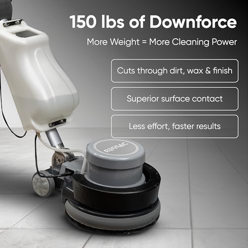 17" Heavy-Duty Weighted Floor Buffer Polisher Machine – 1500W, 154 RPM Commercial Scrubber with Removable Weights – Includes 3.5 Gal Tank, 2 Brushes & 3 Pads – Strip, Buff, Scrub & Polish Floors - size: 17" Weighted